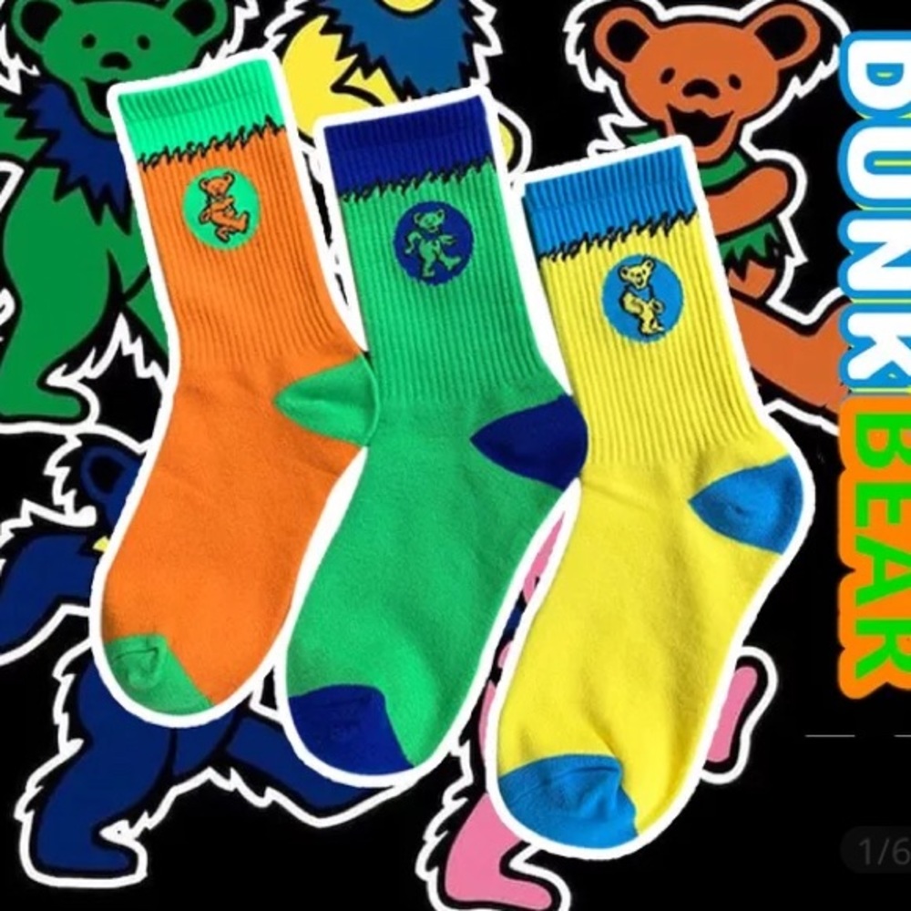 🔥Grateful Dead Marching (Dancing) Bears Pink Socks - Picture 5 of 10